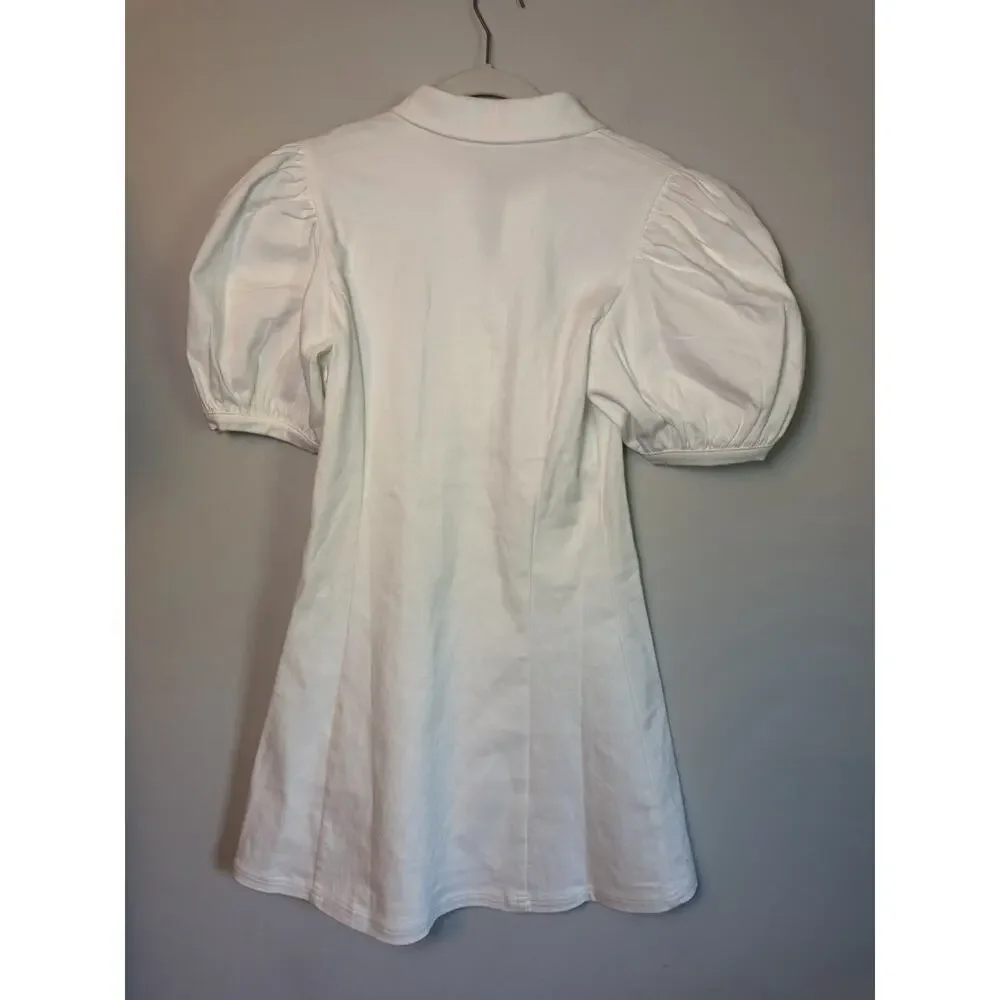 Hyacinth House Front Zip Denim Mini Dress White Size XS Stretch NEW $225